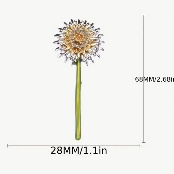 💛 NEW sparkling & unique crystal hand painted dandelion flower brooch 💛 - Picture 6 of 8